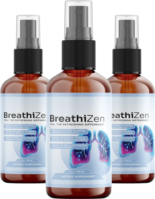 Three bottles of BreathiZen respiratory spray